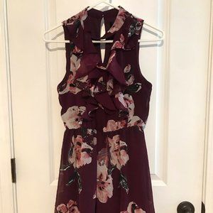 Francesca's Blue Rain Floral Ruffle Dress, XS